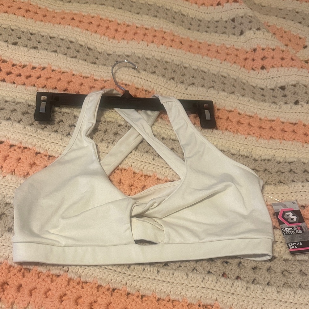 Reflex White Sports Bra with Criss-Cross Back